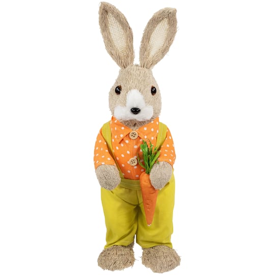 16" Orange & Green Standing Boy Rabbit with Carrot Easter Figure